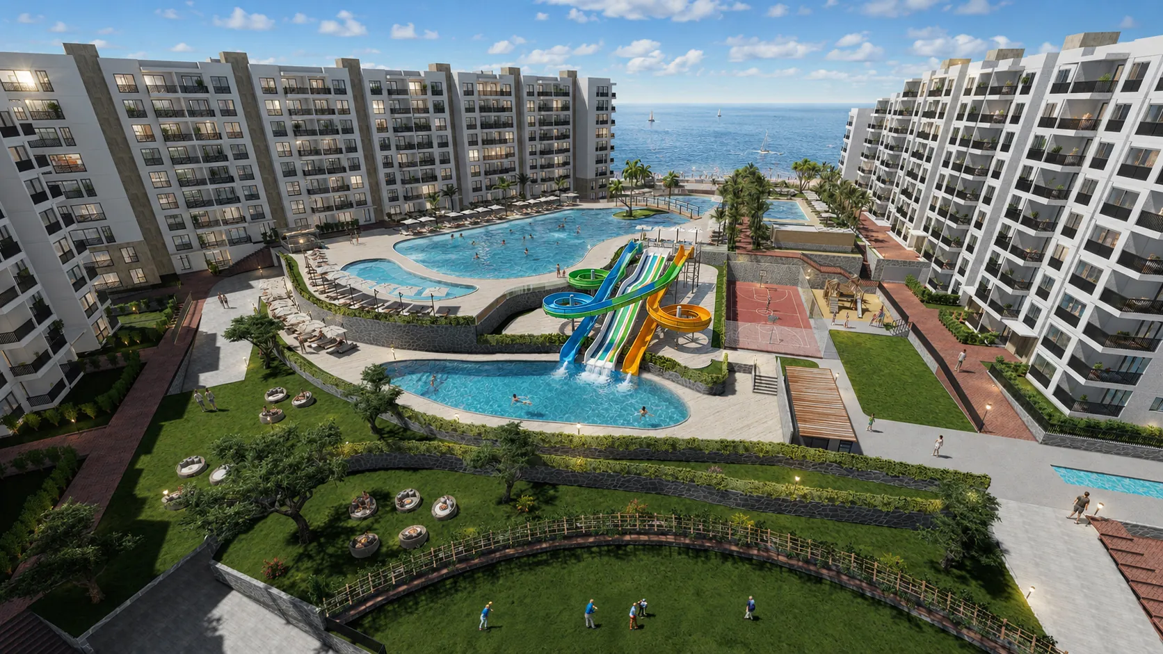 Rima Panorama havuzlar, aquapark ve deniz manzarası
