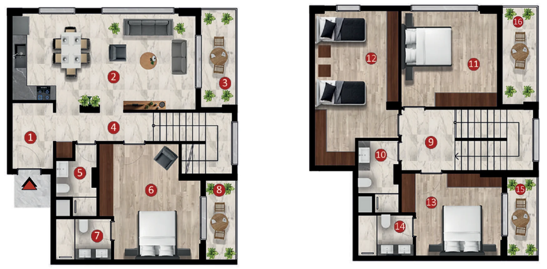 4+1 Dubleks Tip B kat planı